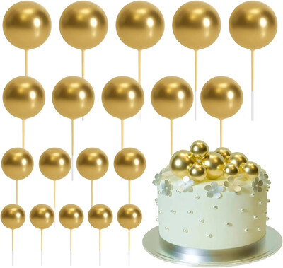 20-Piece Mini Balloon Cake Topper Decorations with Gold Ball Picks - Εορταστική διακόσμηση τούρτας για γιορτές