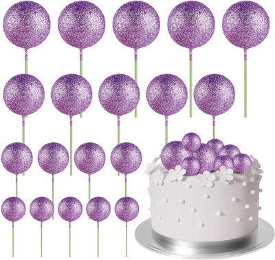20-Piece Mini Balloon Cake Topper Decorations with Gold Ball Picks - Εορταστική διακόσμηση τούρτας για γιορτές