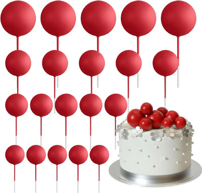 20-Piece Mini Balloon Cake Topper Decorations with Gold Ball Picks - Εορταστική διακόσμηση τούρτας για γιορτές