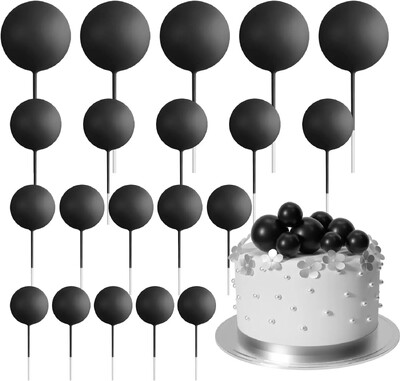 20-Piece Mini Balloon Cake Topper Decorations with Gold Ball Picks - Εορταστική διακόσμηση τούρτας για γιορτές