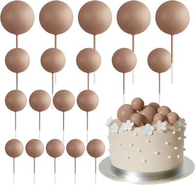 20-Piece Mini Balloon Cake Topper Decorations with Gold Ball Picks - Εορταστική διακόσμηση τούρτας για γιορτές