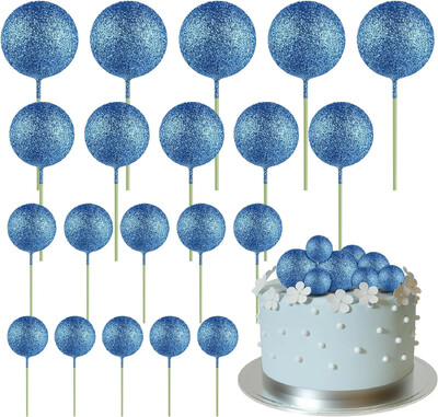20-Piece Mini Balloon Cake Topper Decorations with Gold Ball Picks - Εορταστική διακόσμηση τούρτας για γιορτές