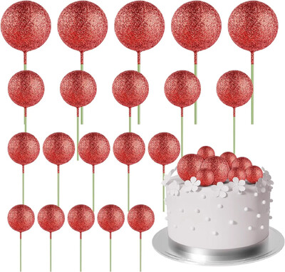 20-Piece Mini Balloon Cake Topper Decorations with Gold Ball Picks - Εορταστική διακόσμηση τούρτας για γιορτές