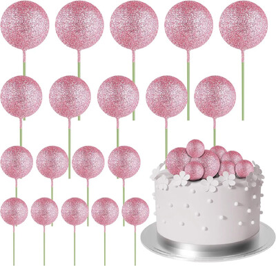 20-Piece Mini Balloon Cake Topper Decorations with Gold Ball Picks - Εορταστική διακόσμηση τούρτας για γιορτές