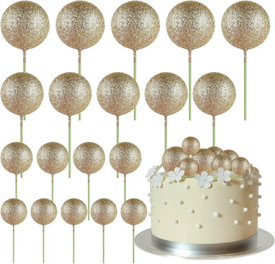 20-Piece Mini Balloon Cake Topper Decorations with Gold Ball Picks - Εορταστική διακόσμηση τούρτας για γιορτές
