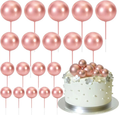 20-Piece Mini Balloon Cake Topper Decorations with Gold Ball Picks - Εορταστική διακόσμηση τούρτας για γιορτές