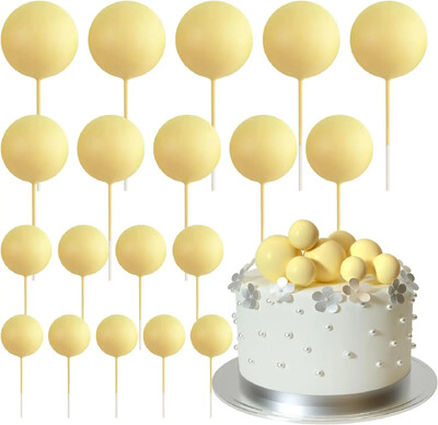 20-Piece Mini Balloon Cake Topper Decorations with Gold Ball Picks - Εορταστική διακόσμηση τούρτας για γιορτές