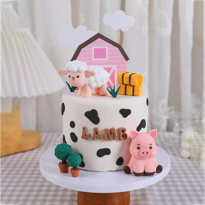 Farm Animals Cake Topper Ρουστίκ Διακόσμηση τούρτας Αρνιά, πόνυ, γουρουνάκια, γκόμενα, θημωνιές για παιδιά Προμήθειες για πάρτι για χαρούμενα γενέθλια