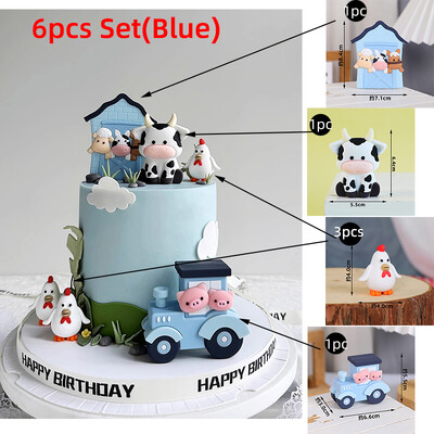 Farm Animals Cake Topper Ρουστίκ Διακόσμηση τούρτας Αρνιά, πόνυ, γουρουνάκια, γκόμενα, θημωνιές για παιδιά Προμήθειες για πάρτι για χαρούμενα γενέθλια