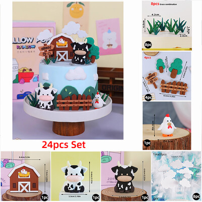 Farm Animals Cake Topper Ρουστίκ Διακόσμηση τούρτας Αρνιά, πόνυ, γουρουνάκια, γκόμενα, θημωνιές για παιδιά Προμήθειες για πάρτι για χαρούμενα γενέθλια