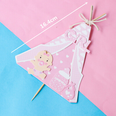 Διακόσμηση τούρτας Reveal του φύλου Μπλε ροζ Baby Boy Girl Toppers Cake Bottle Stroller Happy Birthday Cupcake Topper Baking
