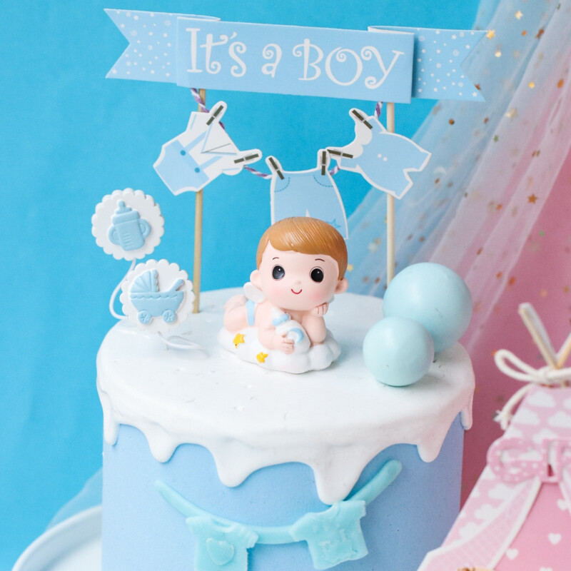 Nemek feltárása tortadísz Kék rózsaszín baba fiú lány tortafeltétek cumisüveg babakocsi Boldog születésnapot cupcake topper sütés
