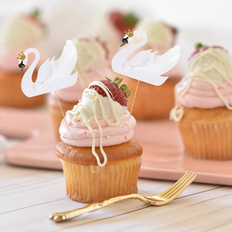 10 db Tortafedő Torták Papírpohárkalap Desszert Bambusz hattyú születésnapi dekorációs cupcake