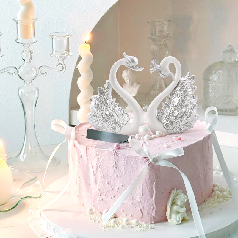 1 gab Crown Swan kūkas virsma Zelta Sudraba spalvu Gulbja Kēksu Topi meitenēm Daudz laimes dzimšanas dienā Kāzu ballītes kūkas dekorācijas dāvanas