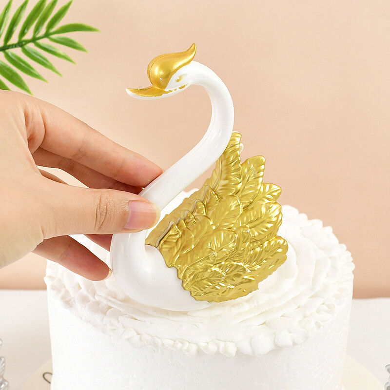 1 gab Crown Swan kūkas virsma Zelta Sudraba spalvu Gulbja Kēksu Topi meitenēm Daudz laimes dzimšanas dienā Kāzu ballītes kūkas dekorācijas dāvanas