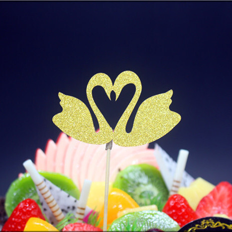 10db/tétel Swan Flamingo tortafeltétek Kellékek Cupcake-csomagolók Happy Birthday Party Baby Shower Dekorációk Esküvői Party dekoráció