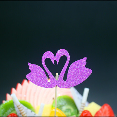10db/tétel Swan Flamingo tortafeltétek Kellékek Cupcake-csomagolók Happy Birthday Party Baby Shower Dekorációk Esküvői Party dekoráció