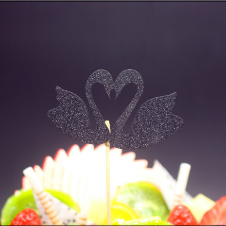 10db/tétel Swan Flamingo tortafeltétek Kellékek Cupcake-csomagolók Happy Birthday Party Baby Shower Dekorációk Esküvői Party dekoráció