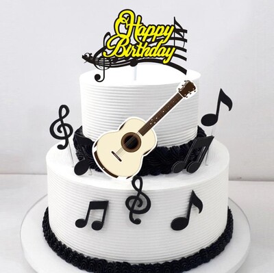 8 τμχ Δημιουργικές μουσικές νότες Cake Topper Μουσικά όργανα Φεστιβάλ Cupcake Toppers για Διακόσμηση τούρτας γενεθλίων γάμου