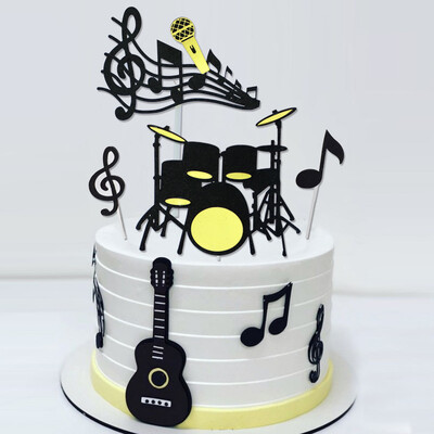 8 τμχ Δημιουργικές μουσικές νότες Cake Topper Μουσικά όργανα Φεστιβάλ Cupcake Toppers για Διακόσμηση τούρτας γενεθλίων γάμου