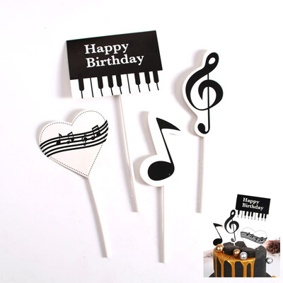 8 τμχ Δημιουργικές μουσικές νότες Cake Topper Μουσικά όργανα Φεστιβάλ Cupcake Toppers για Διακόσμηση τούρτας γενεθλίων γάμου