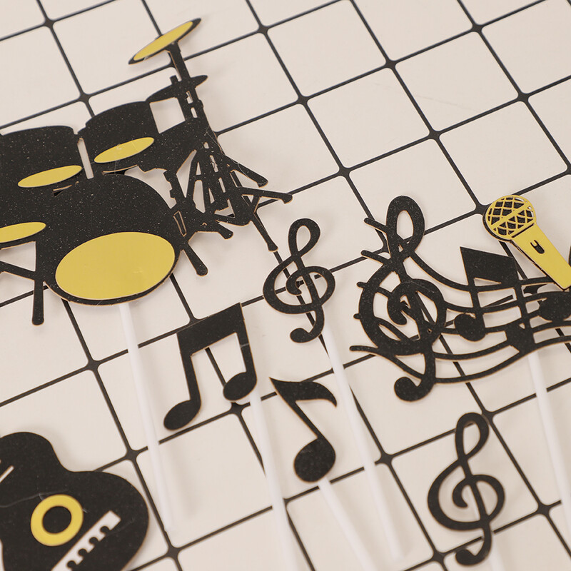 8db Kreatív Hangjegyek Tortafeltét Hangszerek Fesztivál Cupcake Toppers esküvői születésnapi party tortadíszítéshez