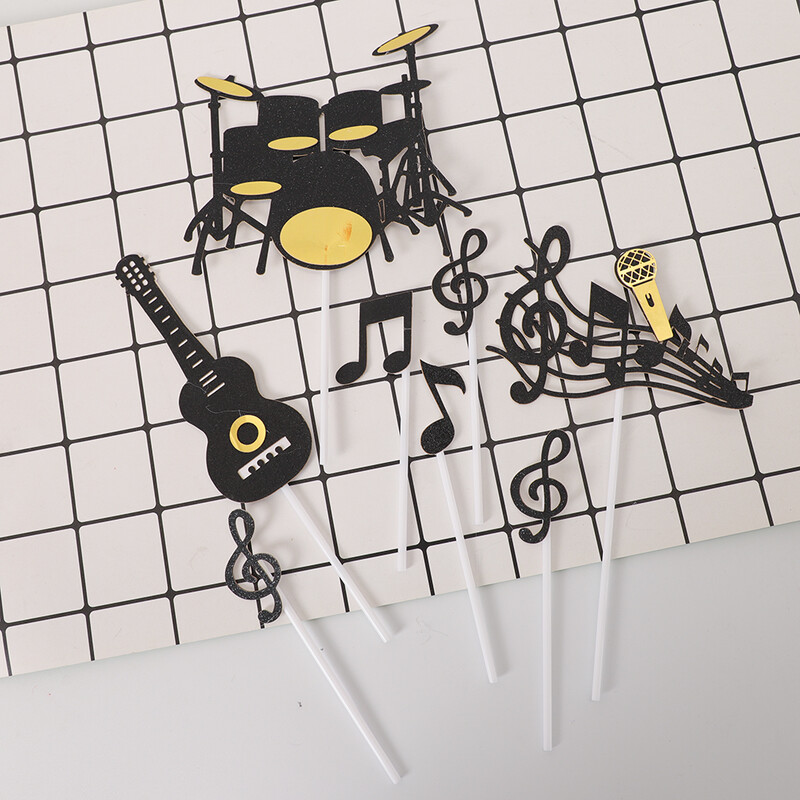 8db Kreatív Hangjegyek Tortafeltét Hangszerek Fesztivál Cupcake Toppers esküvői születésnapi party tortadíszítéshez