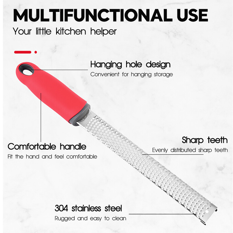 Rozsdamentes acél sajtreszelő Citrus Citrom Zester Hámozó Sajt Citromos Gyümölcs csokoládéreszelő csúszásmentes fogantyúval Konyhai kütyü