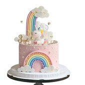 Egyszarvú tortafedő szivárványfelhőkkel Csillagok gyerekeknek Boldog születésnapot tortadíszek Lányok 16. parti kellékei Ajándékok felnőtteknek