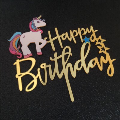 Egyszarvú tortafedő szivárványfelhőkkel Csillagok gyerekeknek Boldog születésnapot tortadíszek Lányok 16. parti kellékei Ajándékok felnőtteknek