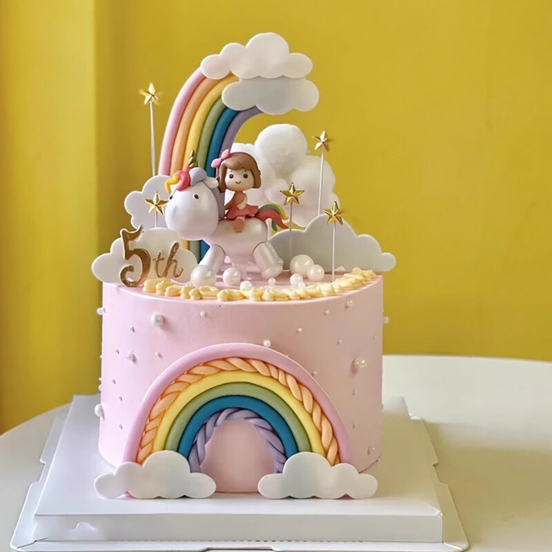Unicorn Cake Topper με Rainbow Clouds Stars for Kids Χρόνια πολλά Διακοσμήσεις τούρτας Κοριτσίστικο 16ο πάρτι Προμήθειες Δώρα για ενήλικες