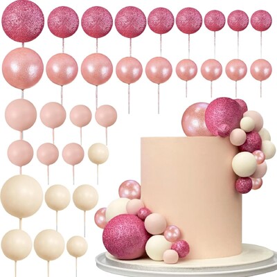 32db csillogó kék golyós torta teteje, óceán témaválasztása, színes golyó alakú cupcake betét születésnapi parti esküvői dekorációhoz