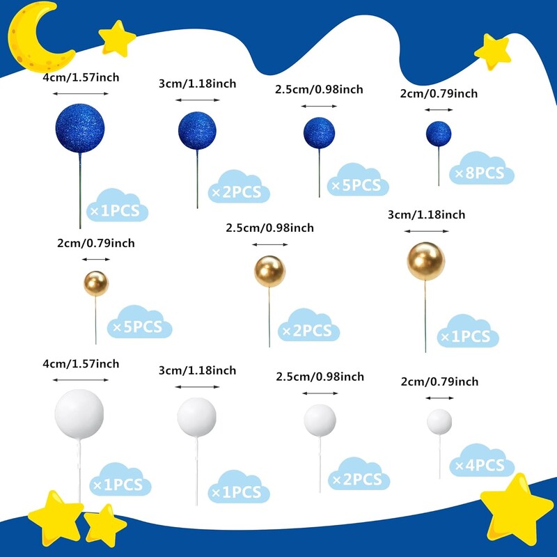 32 τμχ Glitter Blue Ball Cake Topper Ocean Θέμα Επιλογές Πολύχρωμο ένθετο Cupcake σε σχήμα μπάλας για διακόσμηση γάμου σε πάρτι γενεθλίων