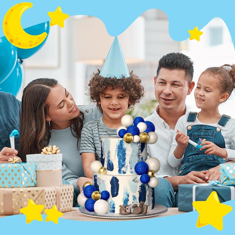 32 τμχ Glitter Blue Ball Cake Topper Ocean Θέμα Επιλογές Πολύχρωμο ένθετο Cupcake σε σχήμα μπάλας για διακόσμηση γάμου σε πάρτι γενεθλίων