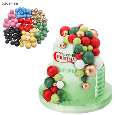 20 τμχ Macaron Foam Ball Χριστουγεννιάτικου πάρτι Topper Κόκκινη χρυσή μπάλα Παιδικά Χρόνια πολλά για τούρτα Topper Επιδόρπιο Χριστουγεννιάτικα δώρα