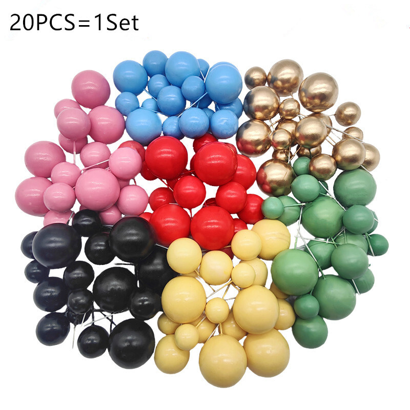 20 τμχ Macaron Foam Ball Χριστουγεννιάτικου πάρτι Topper Κόκκινη χρυσή μπάλα Παιδικά Χρόνια πολλά για τούρτα Topper Επιδόρπιο Χριστουγεννιάτικα δώρα