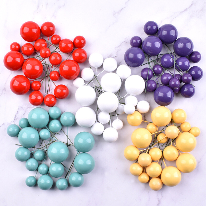 20 τμχ Macaron Foam Ball Χριστουγεννιάτικου πάρτι Topper Κόκκινη χρυσή μπάλα Παιδικά Χρόνια πολλά για τούρτα Topper Επιδόρπιο Χριστουγεννιάτικα δώρα