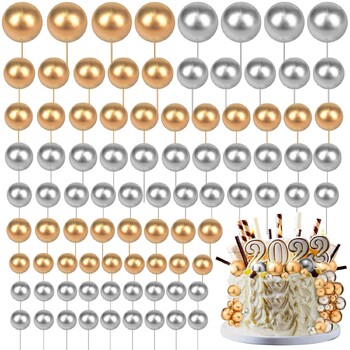 108Pcs Топки Топпер за торта Балони Топпер за кексчета Направи си сам Топпер за вложка за торта Топки от пяна за торта Декорация за печене за сватба, рожден ден