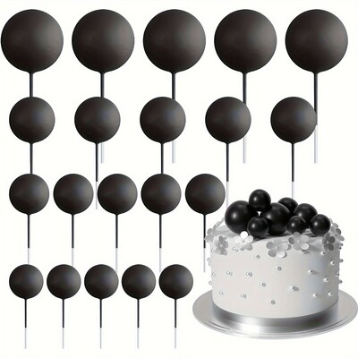 20db Tortafedő Arany Ezüst Golyó Boldog születésnapot Tortafedő Barkácsolás Cupcake Zászló Esküvői Karácsonyi Bál dekor Születésnapi Dekoráció