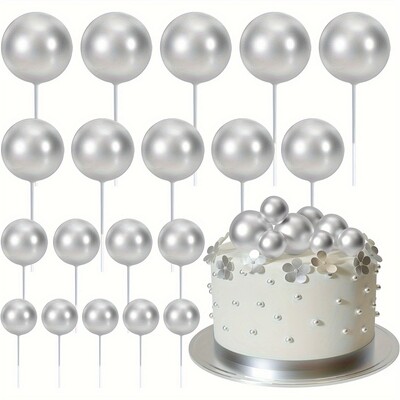 20db Tortafedő Arany Ezüst Golyó Boldog születésnapot Tortafedő Barkácsolás Cupcake Zászló Esküvői Karácsonyi Bál dekor Születésnapi Dekoráció