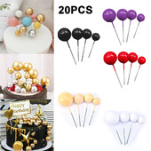 20db Golyós tortafesték Kreatív Arany Ezüst Lovely Ball Születésnapi Party Cupcake Topper Decor Barkácsolás Tortabetét Picks Dekoráció