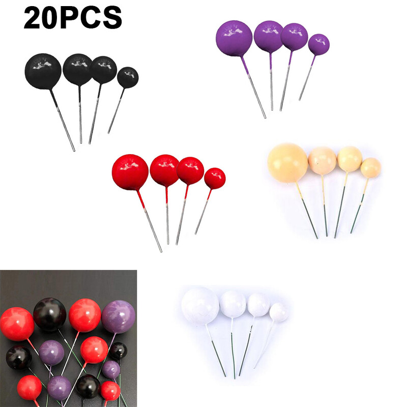 20db Golyós tortafesték Kreatív Arany Ezüst Lovely Ball Születésnapi Party Cupcake Topper Decor Barkácsolás Tortabetét Picks Dekoráció