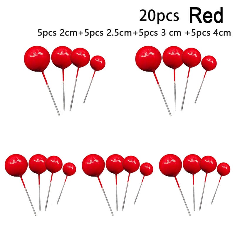 20db Golyós tortafesték Kreatív Arany Ezüst Lovely Ball Születésnapi Party Cupcake Topper Decor Barkácsolás Tortabetét Picks Dekoráció