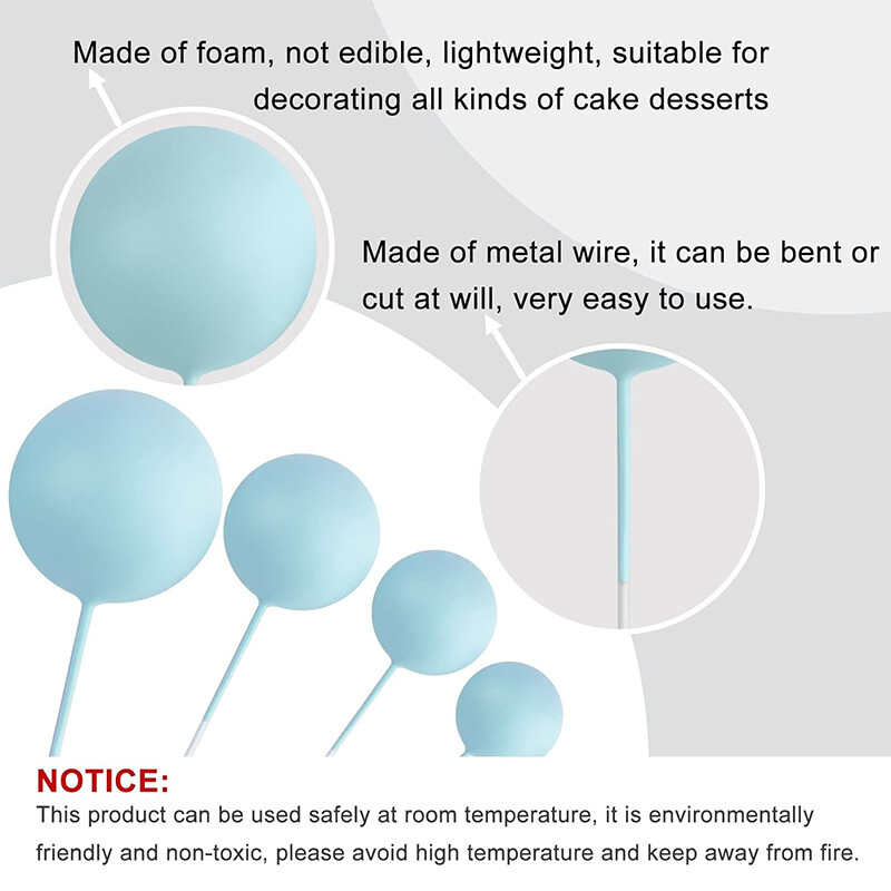 20 db Kék golyós tortafeltétek dekorációk barkács habgolyós tortabetét Cupcake-feltétek esküvői évfordulós születésnapi parti kellékek