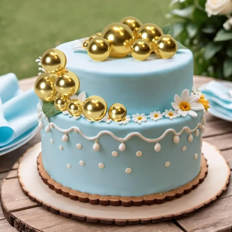 20 db Golyós tortafeltét díszítések Mini léggömbök Tortafeltét rudak Aranygolyók Tortacsákányok Topper golyók dekorációk