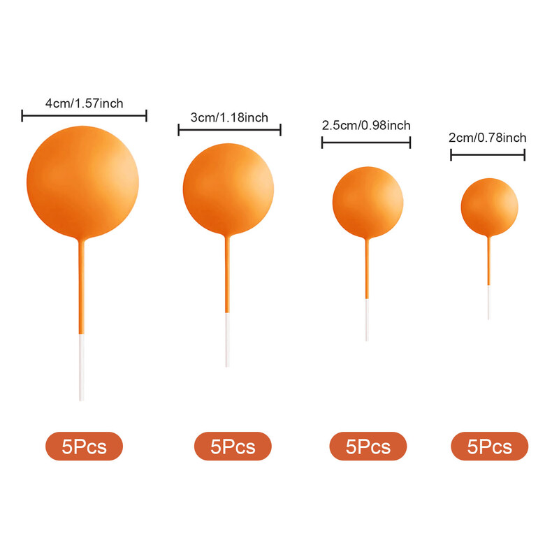 20 τμχ Διακοσμήσεις για τούρτα με μπάλα Μίνι μπαλόνια για τούρτα μπαστουνάκια πορτοκαλί για διακόσμηση τούρτας επετείου γενεθλίων