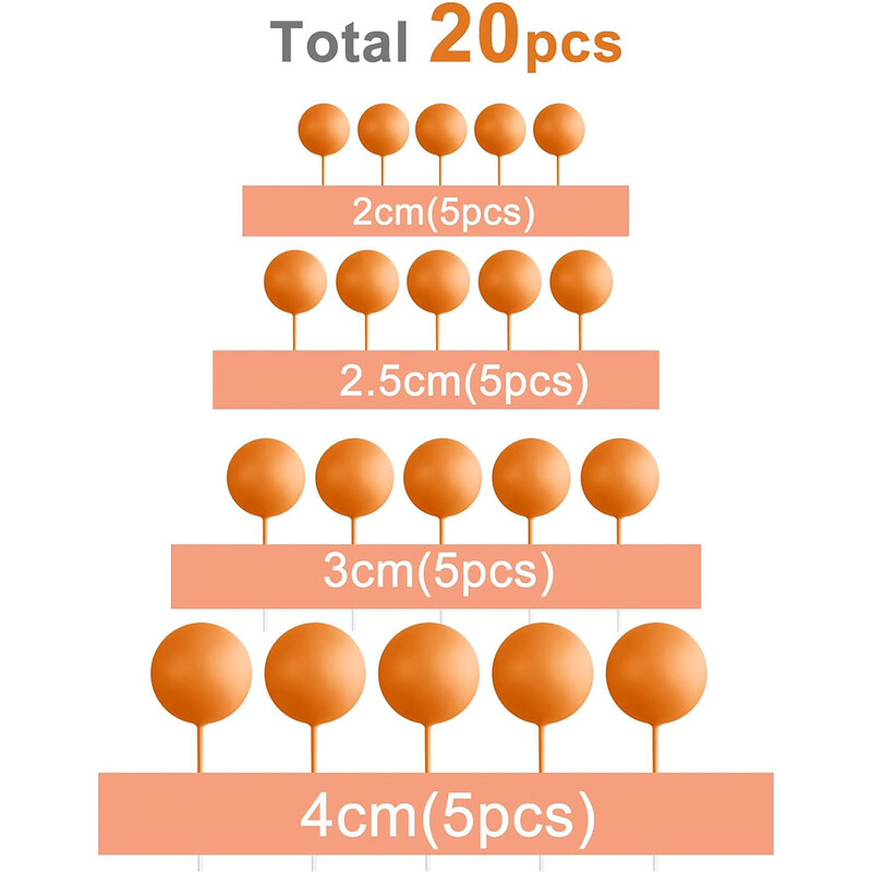 20 τμχ Διακοσμήσεις για τούρτα με μπάλα Μίνι μπαλόνια για τούρτα μπαστουνάκια πορτοκαλί για διακόσμηση τούρτας επετείου γενεθλίων