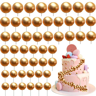 120 τμχ Mini Balloons Cake Toppers Χρυσή μπάλα αφρού για Cupcake Διακοσμήσεις ψησίματος κέικ DIY Ένθετο κέικ για προμήθειες διακόσμησης πάρτι