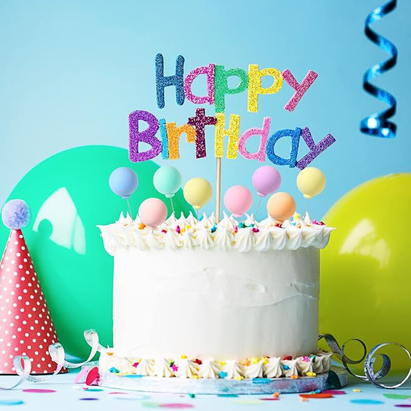 16 db-os mini léggömbös tortadíszítő kellékek, színes szivárványos tortadíszítők születésnapi babaváró ünnepséghez.