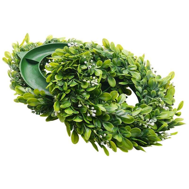 2 csomag mesterséges puszpáng koszorú mesterséges zöld leveles koszorú bejárati ajtó függő koszorú díszítés, 10 hüvelyk